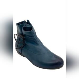 Sergio Tomani Laska Boots Luxury Leather Ankle Inside Zipper Navy Blue Sz 6-6.5.